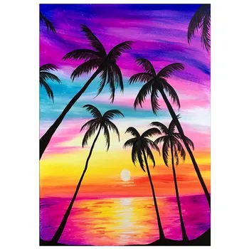 

Round Full Diamond Landscape 5D Diamond Painting Sunset Island DIY Diamond Embroidery Kit Home Decoration