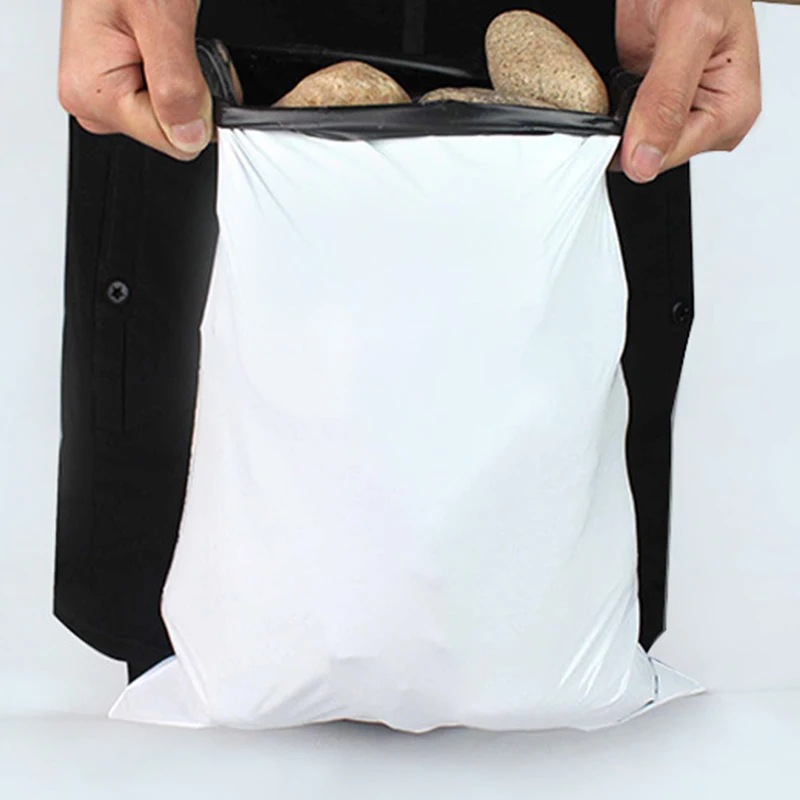 100 шт./лот белые самоклеющиеся курьерские Сумки, сумки для хранения пластиковый поли конверт для отправки почтовые полиэтиленовые пакеты сумочка