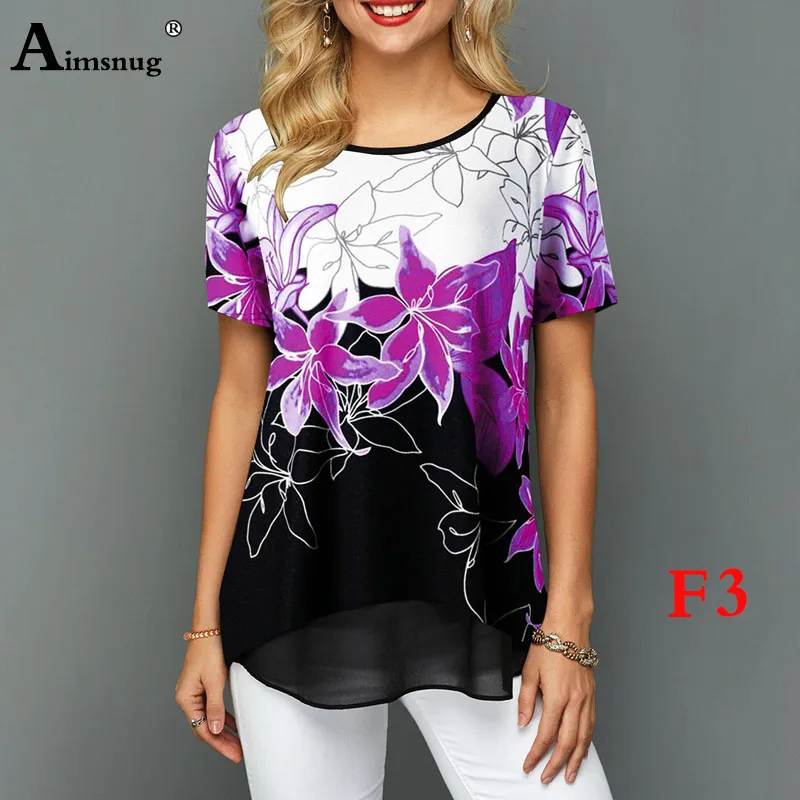 F3 Плюс размер 4xl 5xl Женские Модные топы с принтом круглый вырез короткий рукав Футболка в стиле бохо рубашки Новая Летняя женская повседневная свободная футболка - Цвет: F3