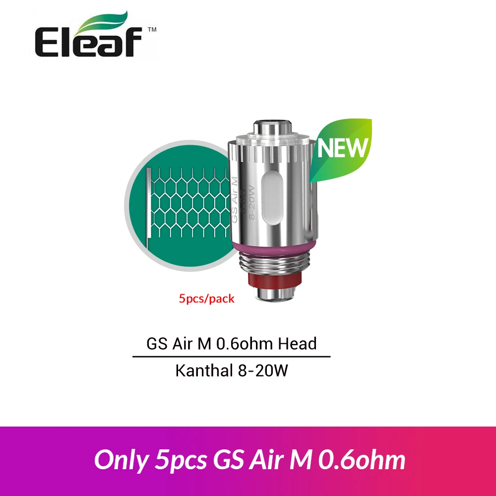[!] Eleaf Tance Max комплект 15 Вт встроенный аккумулятор 1100 мАч+ pod картридж 4 мл GS Air M S головная катушка VS Drag Nano pod - Цвет: 5pcs GS Air M 0.6ohm