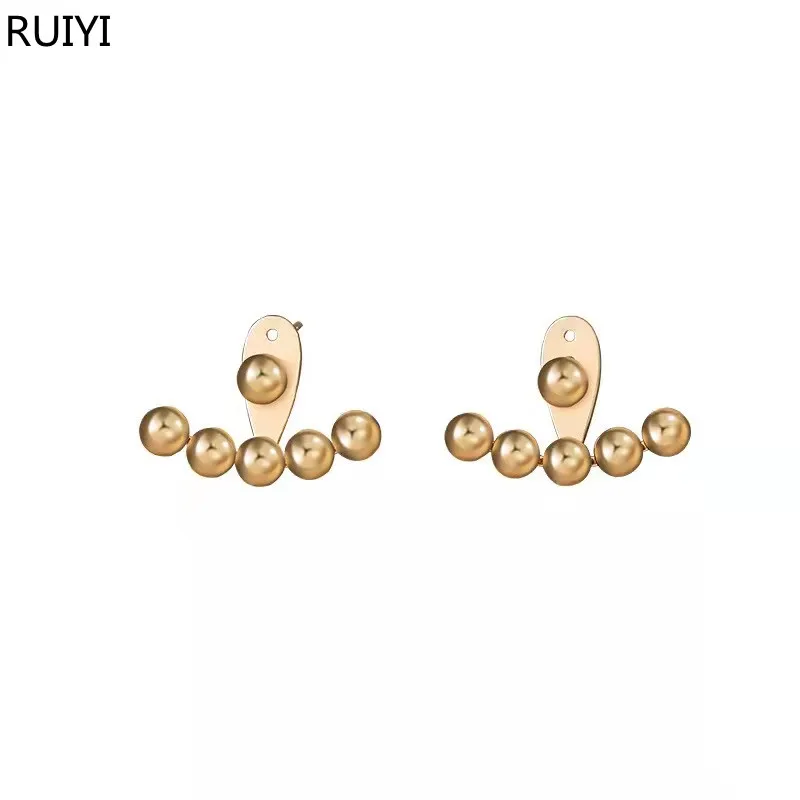 

RUIYI Genuine 18K gold studs pure AU750 female niche design feel high-end light luxury new style earrings boutique jewelry birth