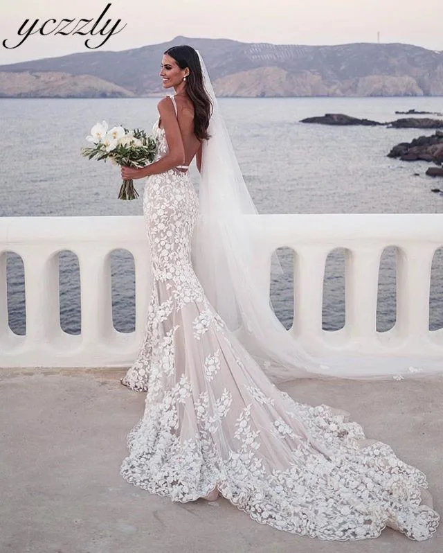 Vestido De Noiva Sereia, сексуальные свадебные платья с v-образным вырезом и открытой спиной, большие размеры, Длинные свадебные платья Y22