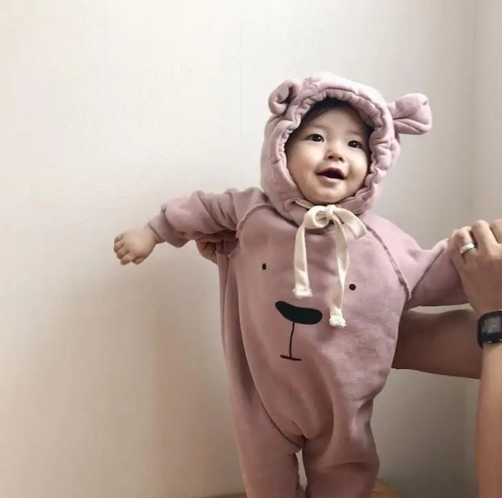 New Style Babys Girls Boys Hooded Romper Cotton Thicken Autumn Winter Babys Jumpsuit 6-24 Month PX479