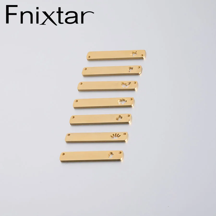 

Fnixtar Rectangle Blank Bar Tag Mirror Polishe Stainless Steel Hollow Tree Cactus DIY Charms Connector 6*35mm 20piece/lot