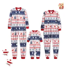 

2022 Matching Family Pajamas Set For Women Men Christmas Red Plaid Jammies Holiday Pjs Clothes Mum Dad Kids Jumpsuit Pyjamas #4