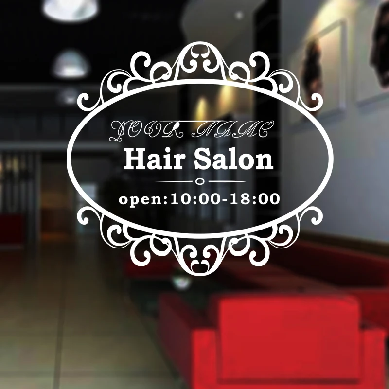 Hair Salon Sticker Beauty Scissors Decal Haircut Name Posters Vinyl Wall Art Decals Decor Decoration Mural Salon Sticker Mb010