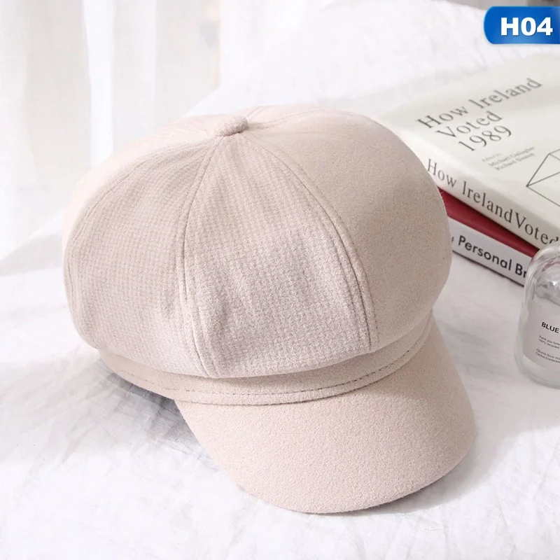 HT3585H04 Newsboy шапки матросские кепки Зимний берет Женская теплая шапка козырек Повседневная Осенняя Классическая Англия французский стиль женские береты - Цвет: HT3585H04