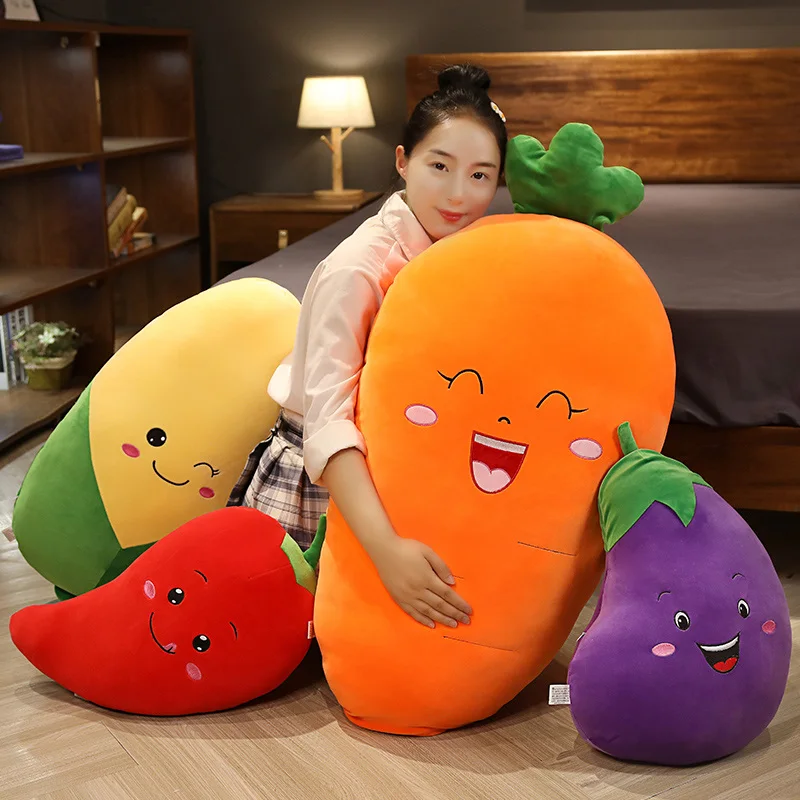 100cm Cartoon Smile Carrot chili corn Plush toy Cute Simulation eggplant Pillow Dolls Stuffed Soft Toys for Children Gift | Игрушки и