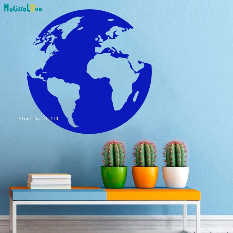 Наклейка на стену в виде земли природы глобуса карты планеты жизни морей океанов