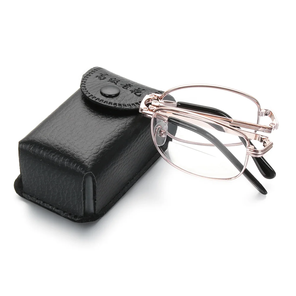 

HOOH Foldable Metal Reading Glasses Unisex Progressive Multifocal Lenses Presbyopia Eyeglasses Includes Glasses Case +1.00~+4.00