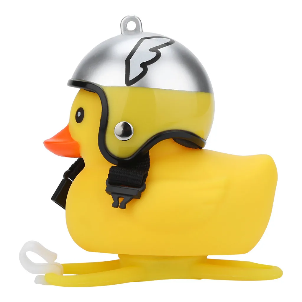 Excellent 1pc Cartoon Yellow Silica Little Duck Helmet Head Bicycle Light Shining Mountain Bike Handlebar Duck Head Light Bell Accesso#PY6 7