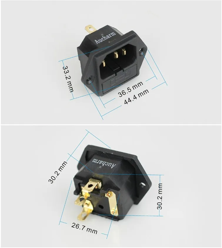 Aucharm Copper Gold-Plated Two-In-Oone Power Supply Tailstock HIFI Audio Amplifier AC Power Supply With Fuse Holder 1PC audio amplifier board
