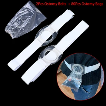 

2PCS Ostomy Waist Band Drainable Urostomy Bag after Colostomy Ileostomy Pouch Ostomy Belt With 80PCS Ostomy Bags