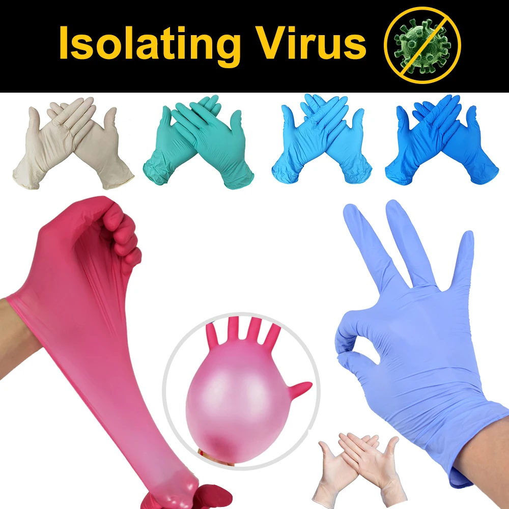 

10/50/100pc Disposable Flexible Gloves Rubber Elastic Garden Gloves Universal Powder Free Disposable Protective Anti-viru Gloves