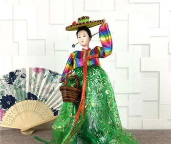 

Korean Arts and Crafts Ornament Dolls For Home Decoration Korea Girl Doll Korean Dress Adornment Gift Doll Model 30CM ZL236