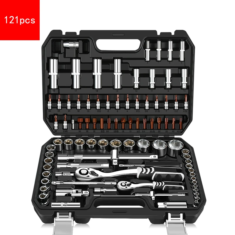 1Set(94pcs) Универсальный многофункциональный рукав трещотка гаечный ключ корпус Авто Ремонт набор инструментов ремонт автомобиля набор инструментов коробка набор - Цвет: 1Set(94pcs)