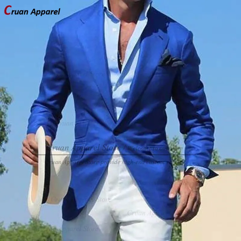 

(One Blazer) Latest Royal Blue Men's Blazer Tailor-made Notch Lapel Classic Business Gentleman Jacket Formal Slim fit Mens Coat