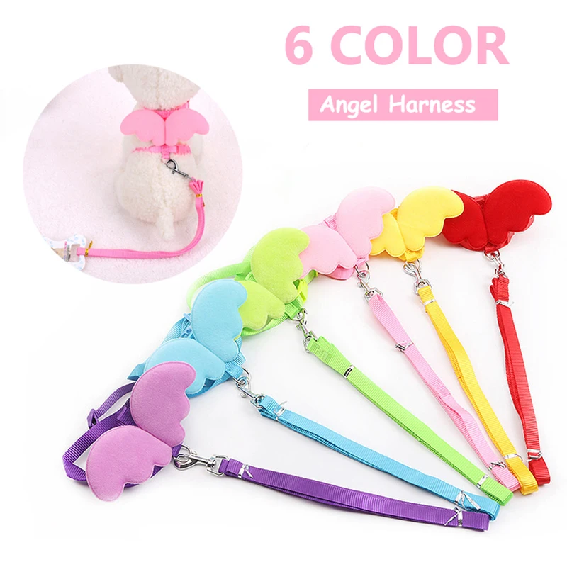 

Cat Harness and Leash Adjustable Cute Angel Wing Travel Strap Pet Dog Leads Collars Set for Small Dog