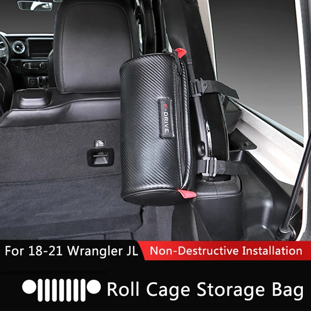 QHCP Roll Bar Storage Bag Car Passenger Seat Grab Storage Bags Handle Pouch Organizer For Jeep Wrangler JL 2018-2021 Accessories