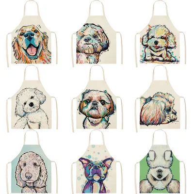 Dog Aprons Modern Minimalist Cute Cartoon Pattern Apron Cotton and Linen Material Is Refreshing Easy To Wear 68x55 cm | Дом и сад