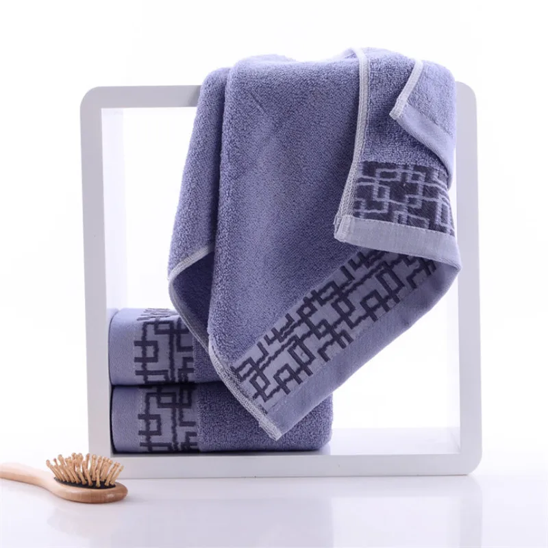 Style 2 Dark Blue Хлопковое Вышитое полотенце наборы бамбуковые пляжные банные полотенца для взрослых роскошный бренд высокого качества мягкие полотенца для лица синий - Цвет: Style 2 Dark Blue