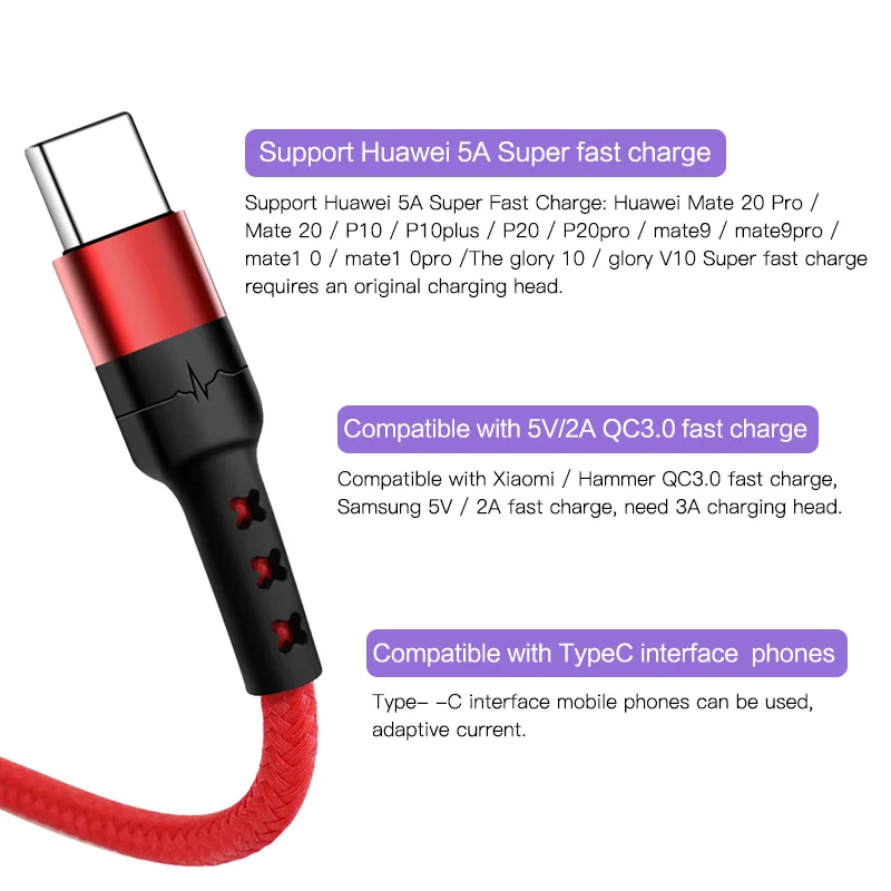 ANKNDO 5A usb type C кабель для быстрой зарядки для смартфона huawei samsung зарядный кабель C-type QC3.0 кабель для передачи данных для мобильного телефона