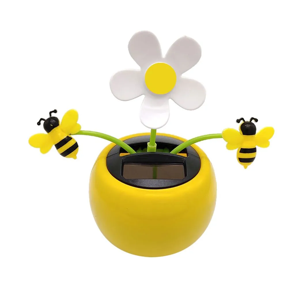 Fashion Solar Powered Dancing Flower Toy Office Desk& Car Decor Funny Electric Toys for Kids Gift Solar Toy Car Ornament - Название цвета: Черный