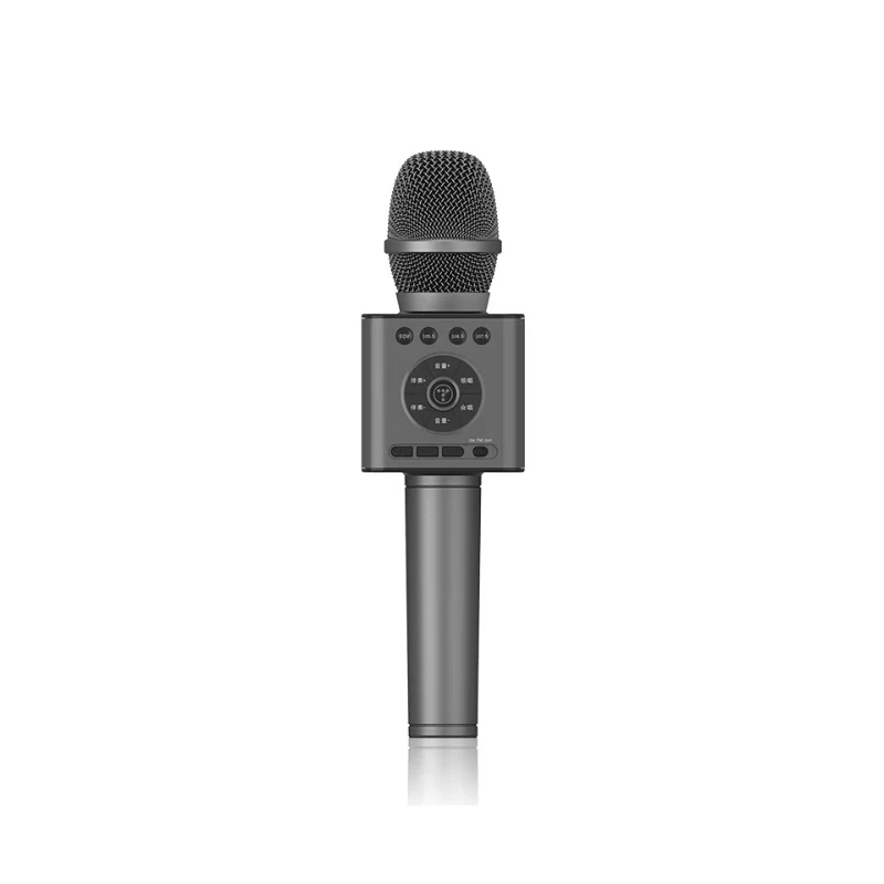 Q12 концепция караоке беспроводной Bluetooth микрофон с FM автомобиль KTV хор режим сопряжения USB шумоподавление аккомпанемент - Цвет: Black
