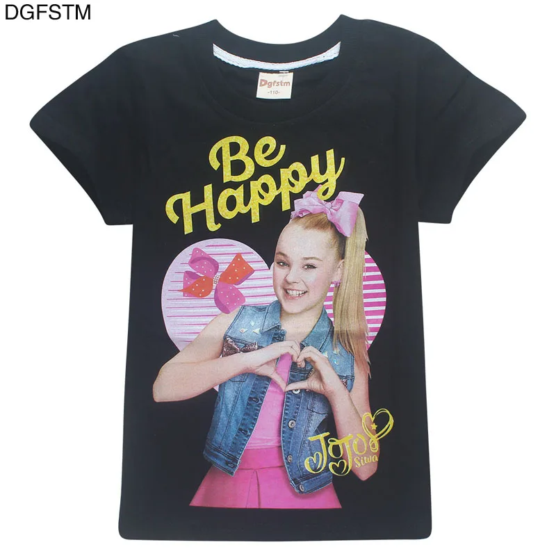 В году, новые летние детские топы с героями мультфильмов JOJO siwa для девочек, хлопковая футболка с коротким рукавом для мальчиков и девочек детская одежда От 4 до 12 лет - Цвет: T8357Black