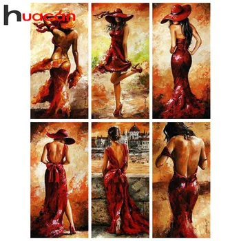 

Huacan Diamond Painting Full Drill Girl Home Decor Mosaic Cross Stitch Portrait Embroidery Wall Stickers Diamond Art