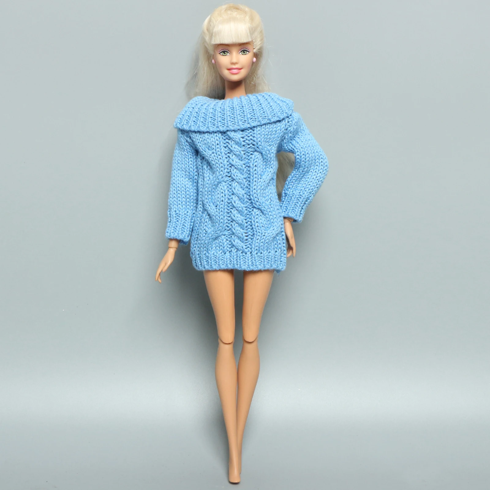 100% Handmade Doll Sweater for Barbie Doll Winter Party Wear Mixed Color Pink White Princess Doll Outfit Clothes Accessories 1/6