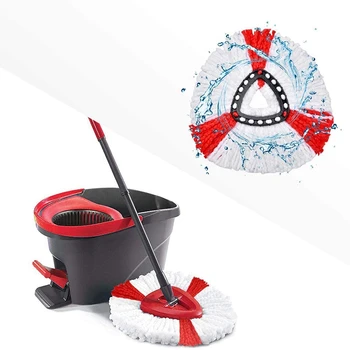 

Mop Cloth,Set of 4 Mop Head Mop Replacement 360 Degree Rotation 2 in 1 Microfiber Mop for Vileda Turbo