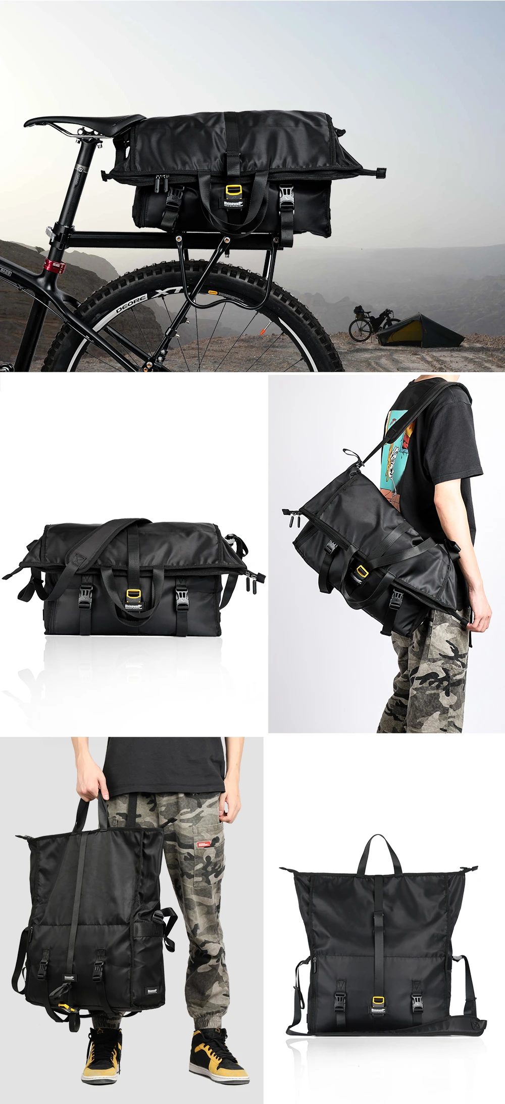 Clearance Rhinowalk Bicycle Bags Saddle Rear Bag Waterproof Travel Shoulder Handbag Large Capacity Seat-post MTB Bike Bags Multi-function 15