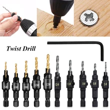 Drill Bits Tools Countersink Drill Woodworking Drill Bit Set Drilling Pilot Holes For Screw Sizes Hand Tools With a Wrench Tools