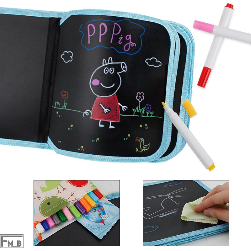 

Portable Canvas Repeatable Wipe Drawing Book Drawing Board(with 12 colored pen)
