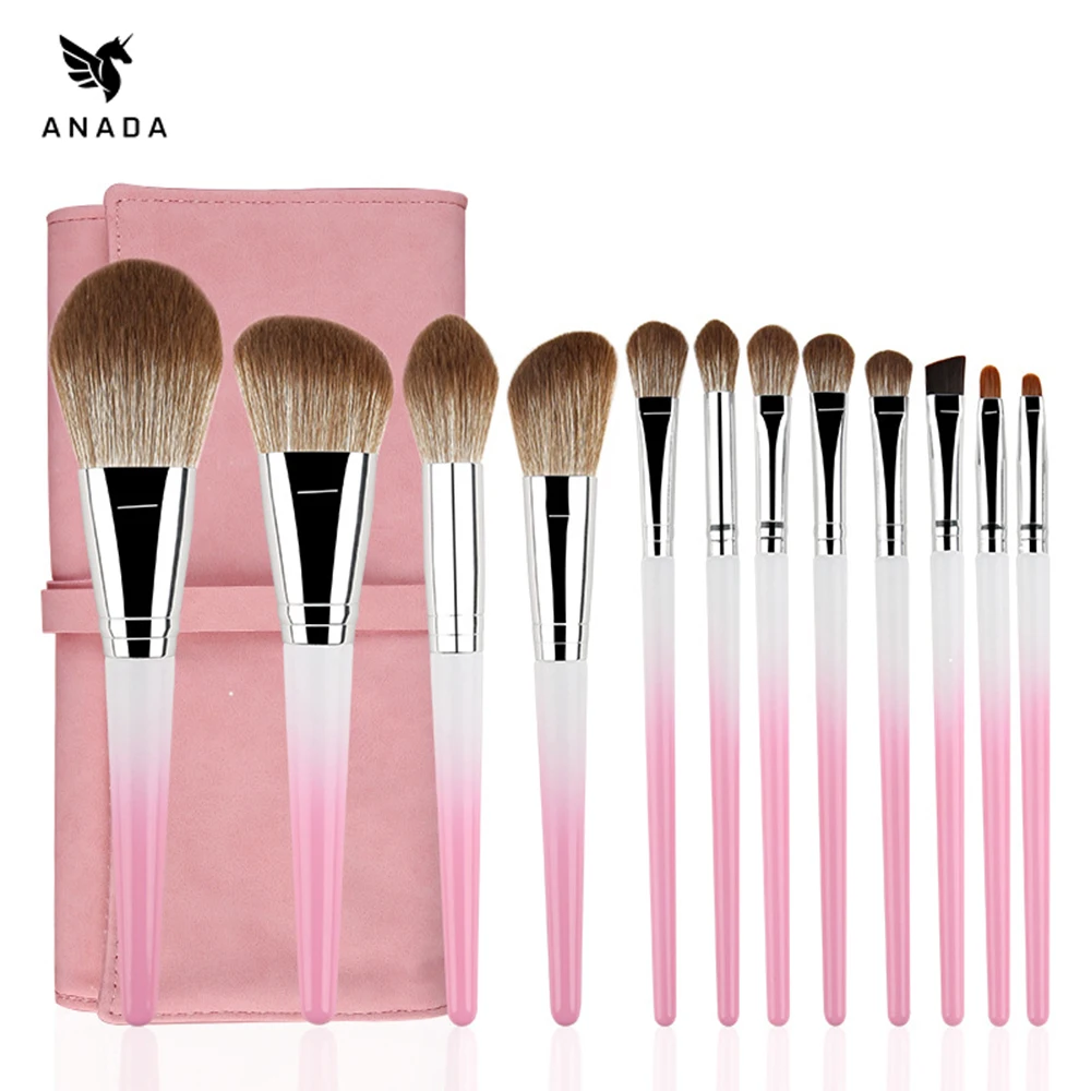 

ANADA Gradient Color Pro 12pcs Makeup Brushes Set with bag Cosmetic Powder Foundation Eyeshadow Eyeliner Brush Makeups Kits
