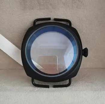 

45mm Wire drawing 316L Stainless steel PVD black Watch case Mineral glass Suitable for eta6497 / 8498 / Seagull ST3600/3621 G084