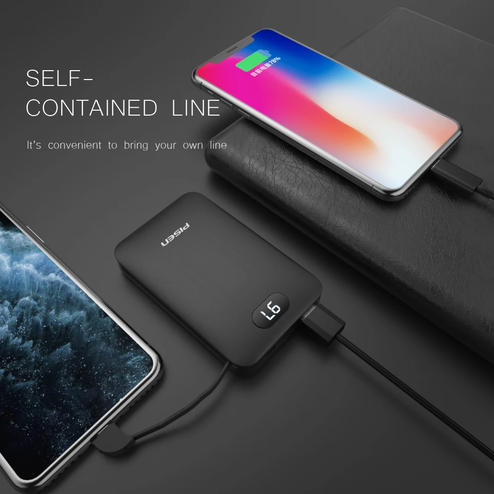 PISEN 8000 мАч Внешний аккумулятор USB Быстрый 8000 мАч Внешний аккумулятор для Xiaomi Mi iPhone 11 huawei телефон портативное Внешнее зарядное устройство