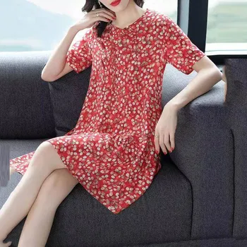 

Fashion Casual Women O-neck Short Sleeve Ladies Long Dress Printed Loose Dress 2020 Dresses For Lady Платье