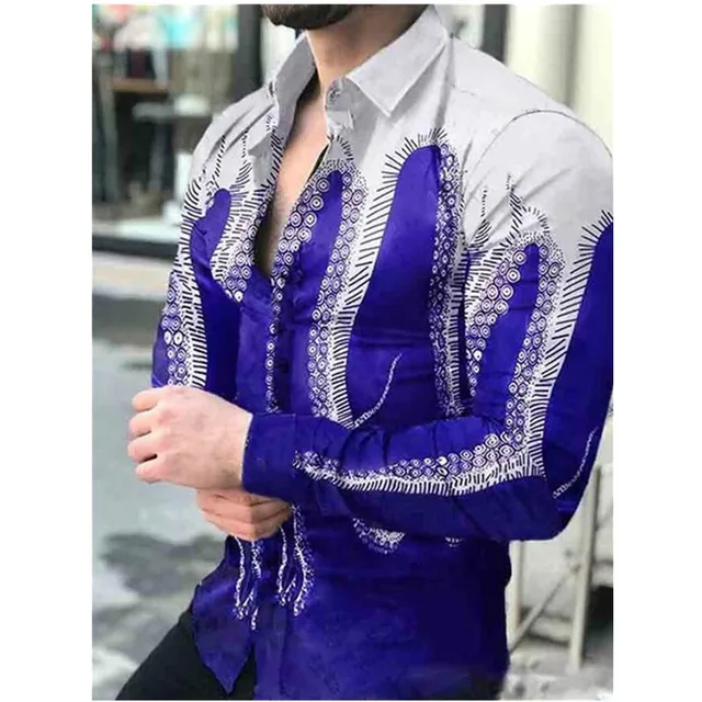 Autumn Men's Printed Hawaii Casual Shirts 2021 Brand Streetwear Men's Clothing Cardigan High-End Long Sleeve Dress Shirt CS-985