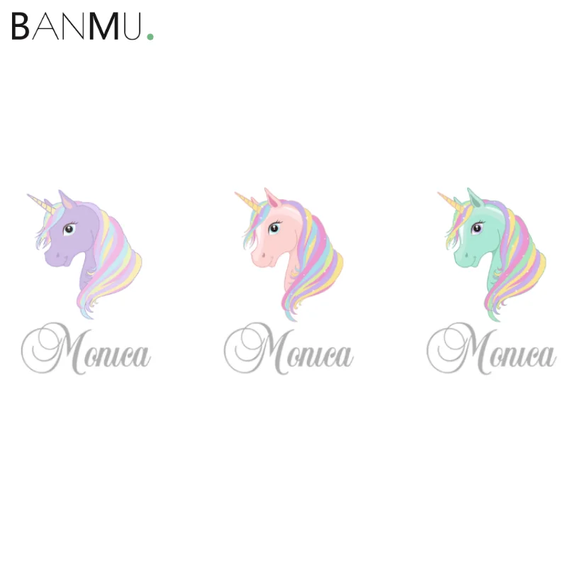 BANMU мультфильм лошадь индивидуальные настенные наклейки печать ваших детей Имя