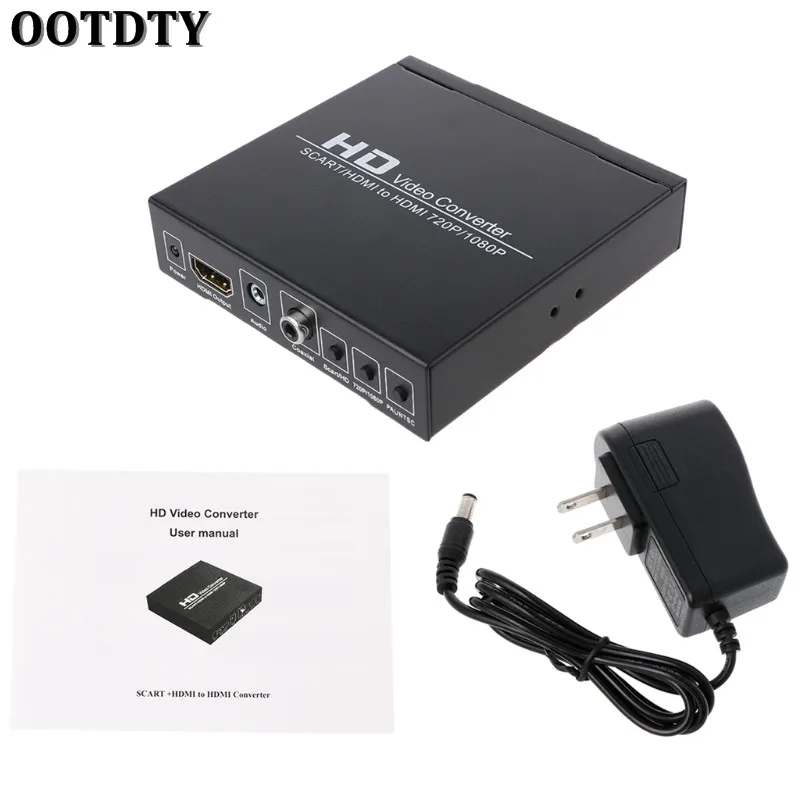 US SCART+ HDMI в HDMI HD видео конвертер 720P 1080P 3,5 мм коаксиальный аудио выход D08A - Цвет: US