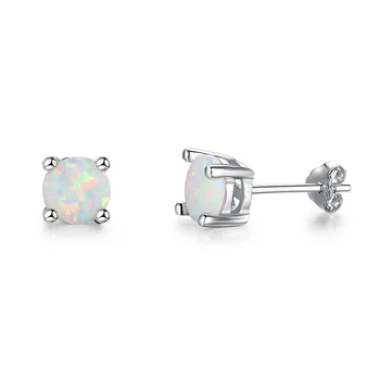 

HOT SELL New Fashion Simple Imitation Opal Round Earring Delicate White Ear Studs Women Birthday Christmas Party Jewelry Gifts
