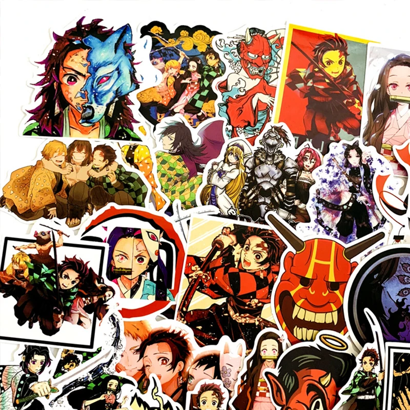 50 шт./компл. демон убийца Kimetsu без Yaiba Стикеры s Косплэй Опора аксессуары наклейка Водонепроницаемый мультфильм собирать Стикеры
