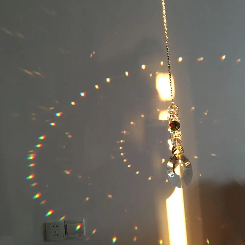 Призма, Ловец Солнца, Висячие оконные кристаллы, Радужный светильник Ловец, кристалл 50 мм, летний подарок, восьмиугольные бусины