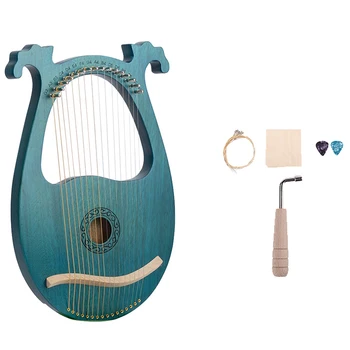 

Hot HG-Lyre Harp, 16 String Mahogany Body String Instrument Body Instrument with Tuning Wrench and Spare Strings