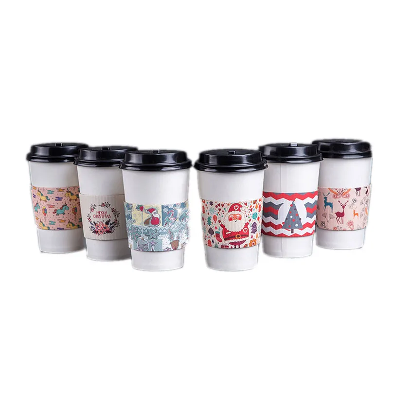 100 шт Одноразовые Гофрированные Рукава для горячих стаканчиков рождественские бумажные держатели для курток для защитной изоляции Нескользящие напитки