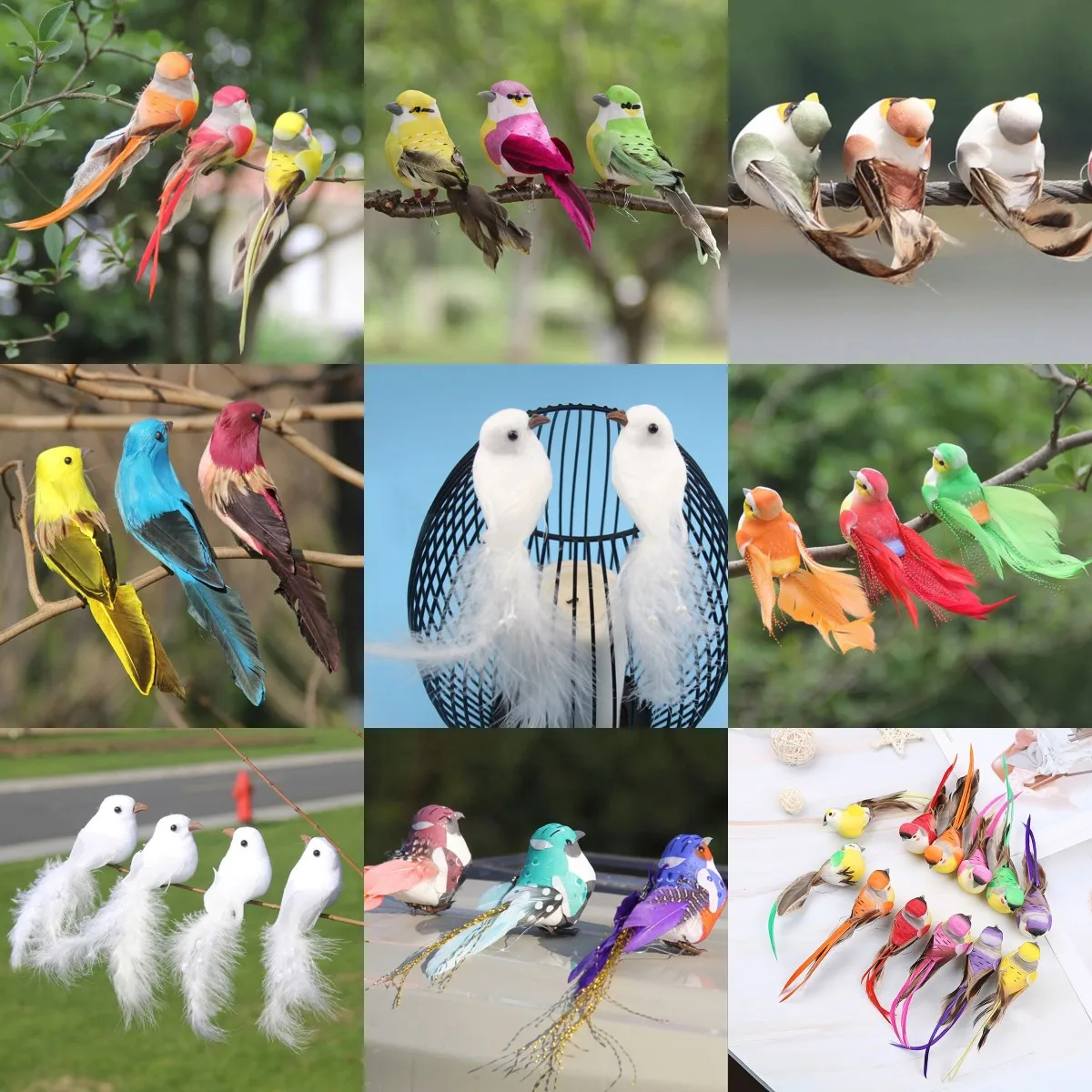 1Pc Artificial Foam Feather Lifelike Beads Simulation Bird DIY Party Crafts Ornament Props Garden Home Wedding Decoration Random