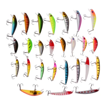 

Pack of 26 Pieces Multi-color Minnow Bait Set Fishing Lures Bait With Hook Crankbait Fishing Accessories