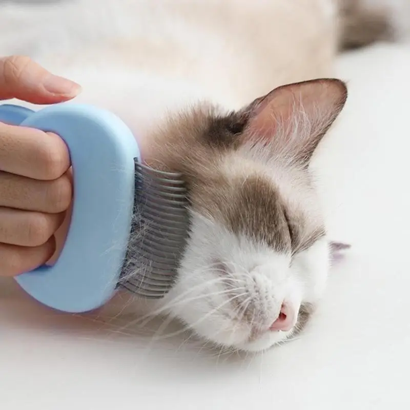 Cute Cat Ear Shape Shell Comb L Type Dog Cat Safety Material Strong Practicability Floating Knot Hair Cleaning Comb Tool